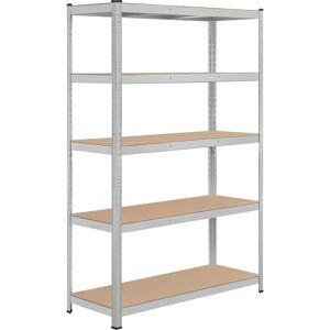 5 Tiers Metal Storage Shelf Multiple Tiers Shelf Indoor/Outdoor Uses,Silver - silver - Yaheetech