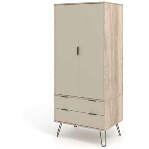Core Products - 2 Door, 2 Drawer Wardrobe - Textured Manufactured Board/Metal - 76.5 x 53 x 176 cm - Driftwood /Calico