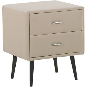 Beliani - Modern Upholstered Bedside Table Nightstand 2 Drawers Faux Leather Beige Essonne