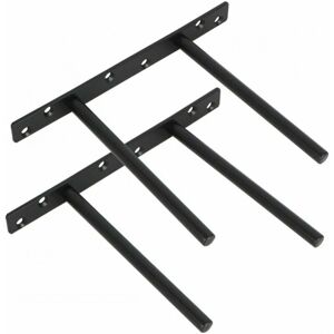 CYSLMUK 2 Pack Invisible Floating Shelf Bracket Metal Bracket for Wall Mounted Concealed Wood Floating Shelf, Matte Black Finish Stainless Steel-Wall Shelf