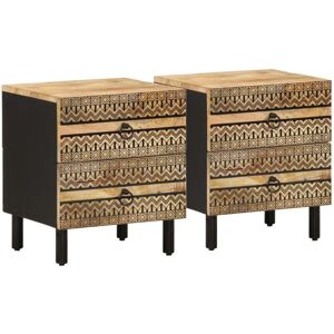 Bonnevie - 2 pcs Bed Cabinet,Bedside Cabinet,Nightstandss Black 40x33.5x46 cm Solid Rough Wood Mango VSVS171908