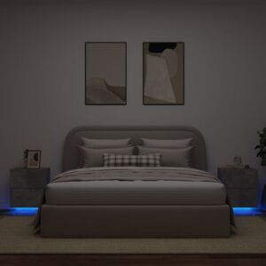 Bonnevie - 2 pcs Bedside Cabinets,Bedside table,Nightstand with led Lights Concrete Grey Engineered Wood VSVS26675