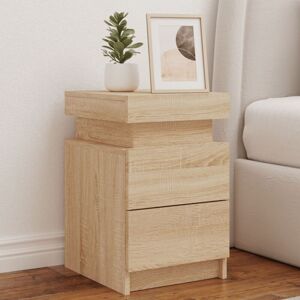 Bonnevie - 2 pcs Bedside Cabinets,Bedside table,Nightstand with led Lights Sonoma Oak 35x39x55 cm VSVS63940
