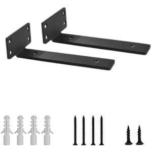 CYSLMUK 0.2' Thick Black l Shaped Shelf Brackets, Hidden Steel Shelf Brackets - 8' Heavy Duty Floating Shelf Hardware (2Pcs)