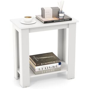 COSTWAY 2-Tier End Table Sofa Bedside Table Nightstand Side Table with Storage Shelf
