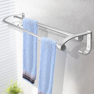 ZVD 23 Inch Double Rail Towel Rack Towel Rack Towel Rack with Hook Hanger Wall Mounted Bath Accessory