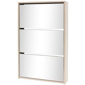 Shoe Cabinet 3-Layer Mirror Oak 63x17x102.5 cm Vidaxl