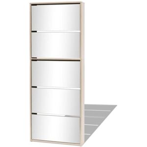 Shoe Cabinet 5-Layer Mirror Oak 63x17x169.5 cm vidaXL