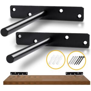 Cyslmuk - 2Pcs Invisible Shelf Bracket, Iron Shelf Bracket, Heavy Duty Fixed Bracket for Wall Shelf, Hidden T-Shaped Partition Bracket-Wall Shelf