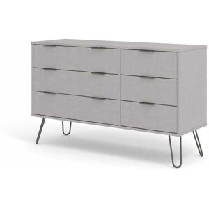 Core Products - 3+3 Drawer Wide Chest of Drawers - Textured Manufactured Board/Metal - 119.3 x 39.5 x 73.6 cm - Grey