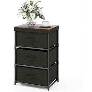 COSTWAY 3 Chests of Drawers 3-Tier Nightstand Organizer Fabric Dresser Storage Unit