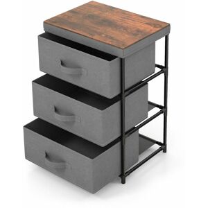 COSTWAY 3 Chests of Drawers 3-Tier Nightstand Organizer Fabric Dresser Storage Unit