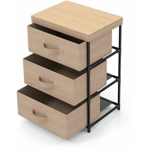 COSTWAY 3 Chests of Drawers 3-Tier Nightstand Organizer Fabric Dresser Storage Unit