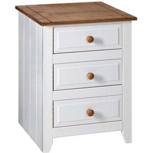 Core Products - Capri 3 Drawer Bedside Cabinet - MDF/Pine - 52.5 x 40 x 66.5 cm - White/Antique Waxed Pine
