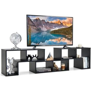Costway - 3 Pieces Black tv Console Stand Free Combination Bookcase Modern Entertainment Center