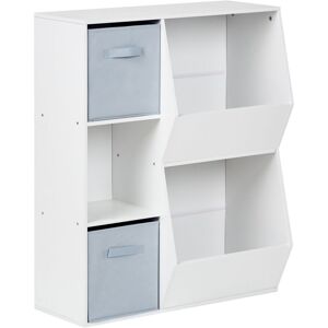 Beliani - 3 Tier Bookshelf Bookcase Kids Room Particle Board with Non-Woven Fabric Boxes White Darlot