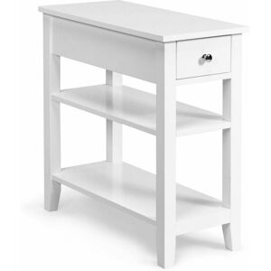 Costway - 3-Tier End Table Sofa Bedside Table Nightstand Home Office Bookcase w/ Drawer