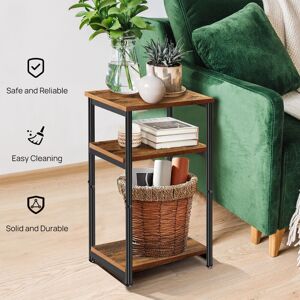 Briefness - 3-Tier Industrial Bedside Table Sofa Side End Table Nightstand Wood Metal Frame