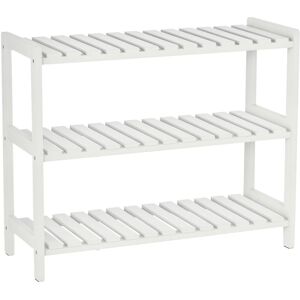 Homcom - 3-Tier Shoe Rack Wood Frame Slatted Shelves Open Hygienic Storage White