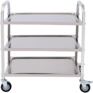 CNCEST 3Tier Storage Trolley, Stainless Steel Service Trolley With Wheels,Shelf Rack Storage Cart On Wheels Multi-Purpose Shelving Unit Organizer, For