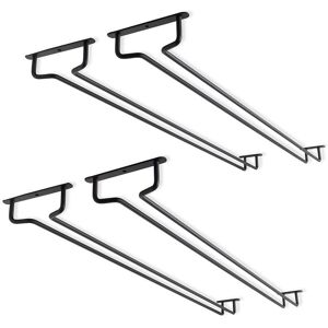 CYSLMUK 4 Pack 15.7 Inch Under Cabinet Wine Glass Holder - Metal Wine Glass Rack - Wine Glass Holder for Mini Bar, Kitchen Storage - Black
