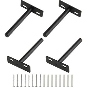 CYSLMUK 4 Pack 4 Inch Floating Shelf Brackets, Heavy Duty Blind Shelf Brackets, Hidden Wall Mounted Brackets for Wood Floating Shelves