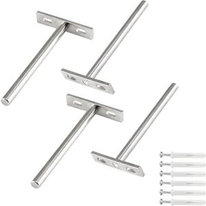 Cyslmuk - 4 Pack 3 Inch Floating Shelf Brackets, Hidden Brackets for Floating Wood Shelves - Screws and Anchors Included