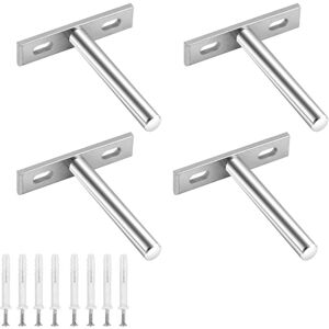 Cyslmuk - 4 Pack Invisible Floating Shelf Brackets Stainless Steel for Wooden Shelf and Wall Decor