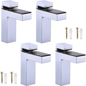 HÉLOISE 4Pack Adjustable Wooden Glass Shelf Bracket Solid Zinc Alloy Shelf Bracket Wood Glass Holder for 5-30mm Thick Shelf