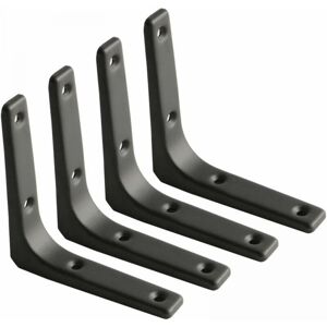 Cyslmuk - 4pcs 100mmx100mm Wall Shelf Bracket, Matte Black Metal Bracket, Metal Shelf Support for Kitchen Decor, Heavy Duty Bracket-Wall Shelf