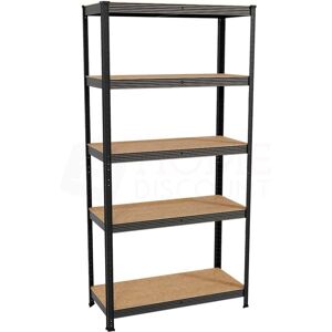 HOME DISCOUNT 5 Tier Garage Shelving Unit Large Heavy Duty Storage Racking Shelf Boltless Rack, Black