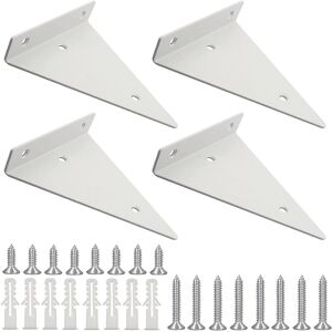 Cyslmuk - White 3' Triangle Shelf Brackets, 4 Pack Heavy Duty Iron Wall Mount Brackets with Screws, Right Angle Invisible Wall Shelf Brackets, Large