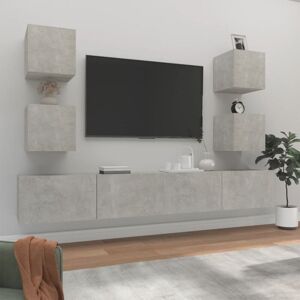 Bonnevie - 6 Piece tv Cabinet Set,TV stand,TV Unit Cabinet Concrete Grey Engineered Wood VSVS297092