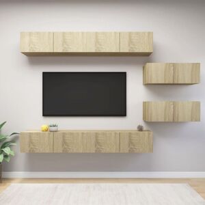 Bonnevie - 6 Piece tv Cabinet Set,TV stand,TV Unit Cabinet Sonoma Oak Engineered Wood VSVS563491