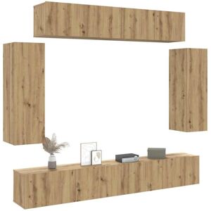 Bonnevie - 6 Piece tv Cabinet Set,TV stand,TV Unit Cabinet Wall-mounted Artisan Oak Engineered Wood VSVS601787