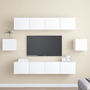 Bonnevie - 6 Piece tv Cabinet Set,TV stand,TV Unit Cabinet White Engineered Wood VSVS281402