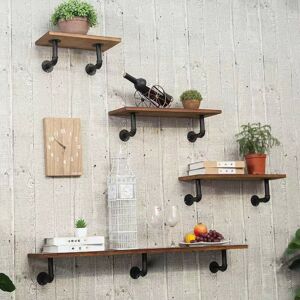 4PCS Industrial Tube Shelf Brackets, Tube Shelves - Bends, Book Shelf Floating Shelf Brackets, Antique Furniture Decorations (Black, 15 8CM) - Alwaysh