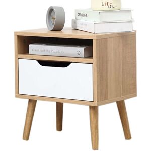 TEETOK Bedroom Side Table, Bedside Table,Coffee tables, Stackable Side Table ,Open Storage, 2-Tier Wood Look End Table , Retro Rustic Accent Furniture for