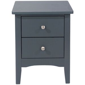Home Source - Bedside Cabinet 2 Drawer Bedroom Drawer Side Table Nightstand Metal Handles Blue