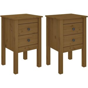 Bedside Cabinets 2 pcs Honey Brown 40x35x61.5cm Solid Wood Pine vidaXL