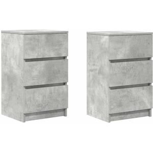 Vidaxl - Bedside Cabinets with 3 Drawers 2 pcs Concrete Grey 39x35x65 cm