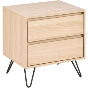 Beliani - Bedside Table Particle Board 2 Storage Drawers Minimalist Style Light Brown Cardigan