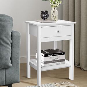 Briefness - Bedside Table White Drawer Cabinet Small Side End Table Nightstand Storage Shelf