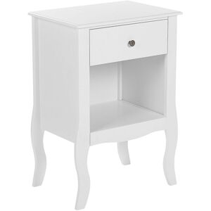 Beliani - Bedside Table White Finish mdf Storage Drawer Shelf Cabriole Legs Metal Handle Lane