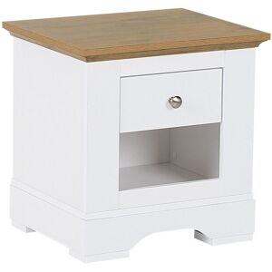 Beliani - Modern Scandinavian Bedside Table Nightstand Storage White Light Wood Winglay