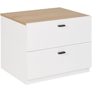 Beliani - Bedside Table White with Light Wood Scandinavian Storage 2 Drawers Edison