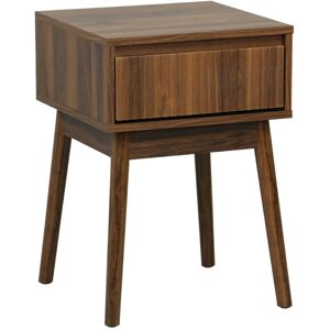 Sweeek - Wood decor one drawer bedside table, Linear, Walnut, 39x39x55.4 cm