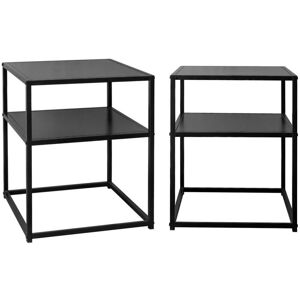 Sweeek - Pair of 2 black metal bedside table with shelf, Industrielle, Black, 43x40x52 cm