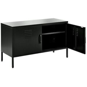Mmt Furniture Designs Ltd - Black Metal tv Stand Cabinet Retro Low Sideboard Cabinet Buffet Retro Cupboard 100cm