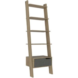 Core Products - Bleached Pine Effect 5 Tier Ladder Bookcase Shelving Unit Living Room Storage